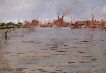 William Merritt Chase : Harbor Scene Brooklyn Docks